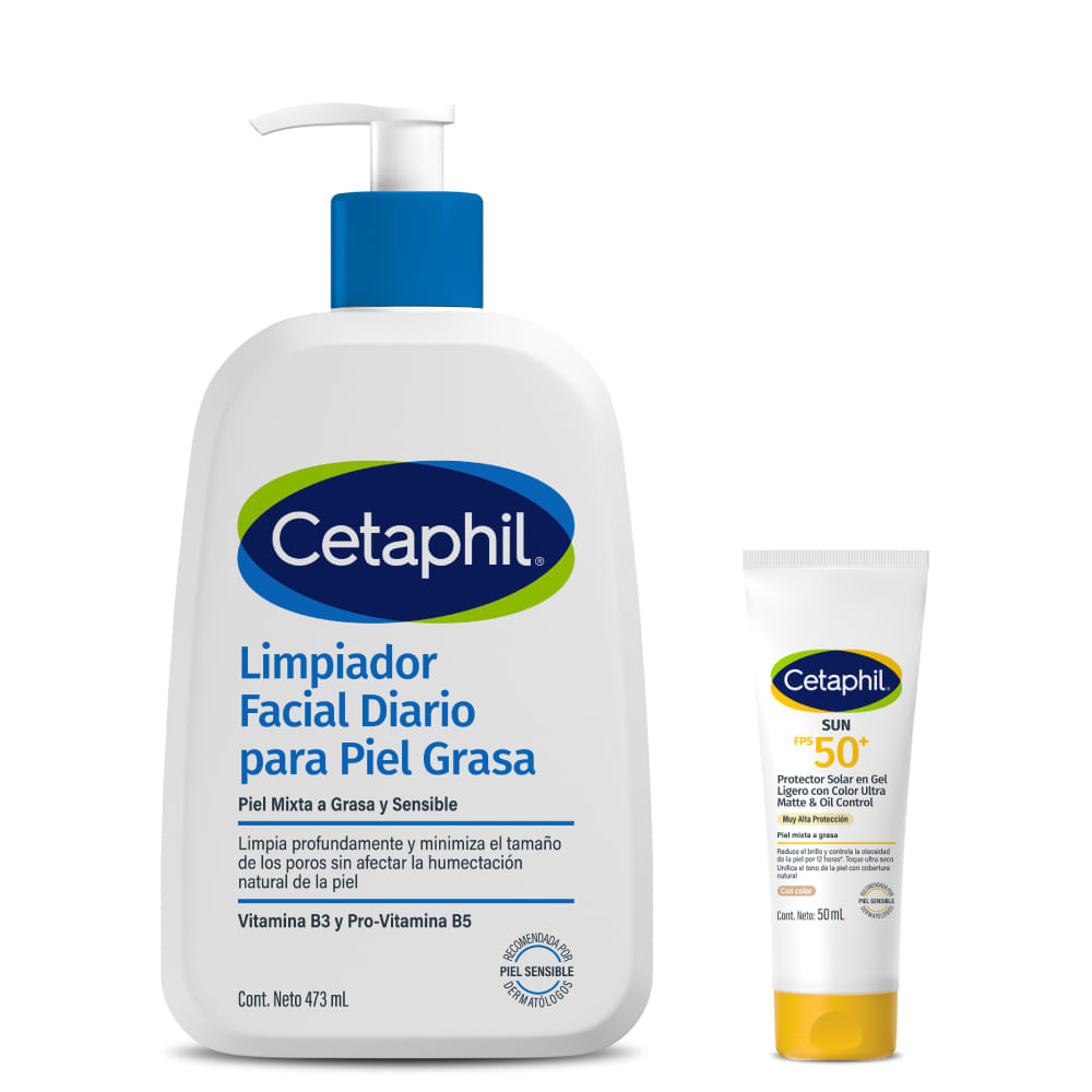 Kit Limpiador Piel Grasa 473 ml + Protector Solar Mate 50 ml - Cetaphil