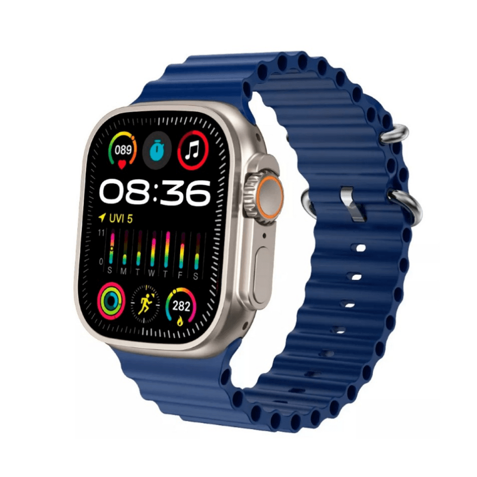 Reloj Inteligente Pantalla Tactil Funciones Deportivas Monitoreo Salud 2 Correas Intercambiables Azu