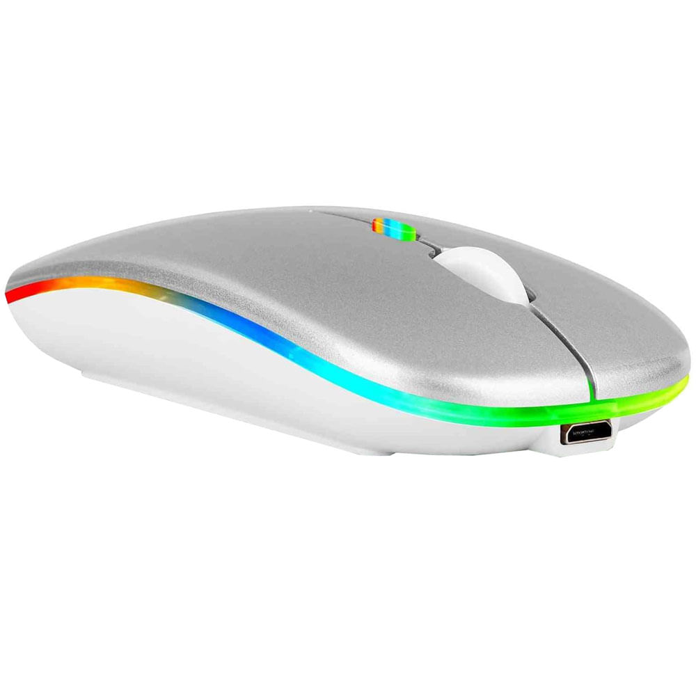 Mouse Inalambrico y Bluetooth Luz Led Recargable Ajustable Portatil Computador Bl