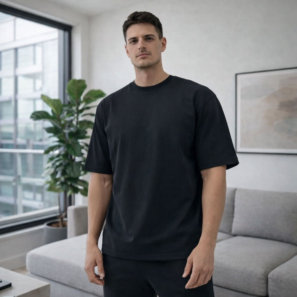 Camiseta Oversize Burda Licrada Negro