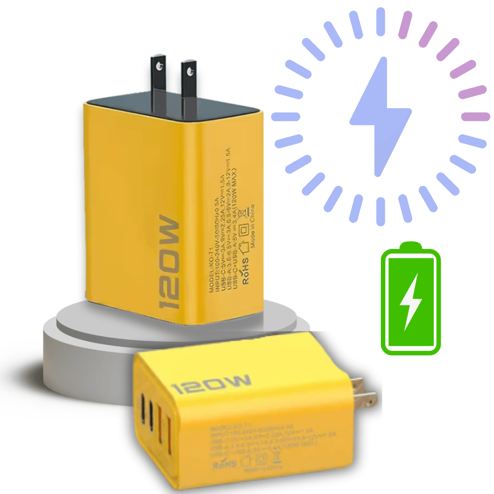 Cargador Pro 120W USB-C: Rápido y Versátil con 4 Puertos