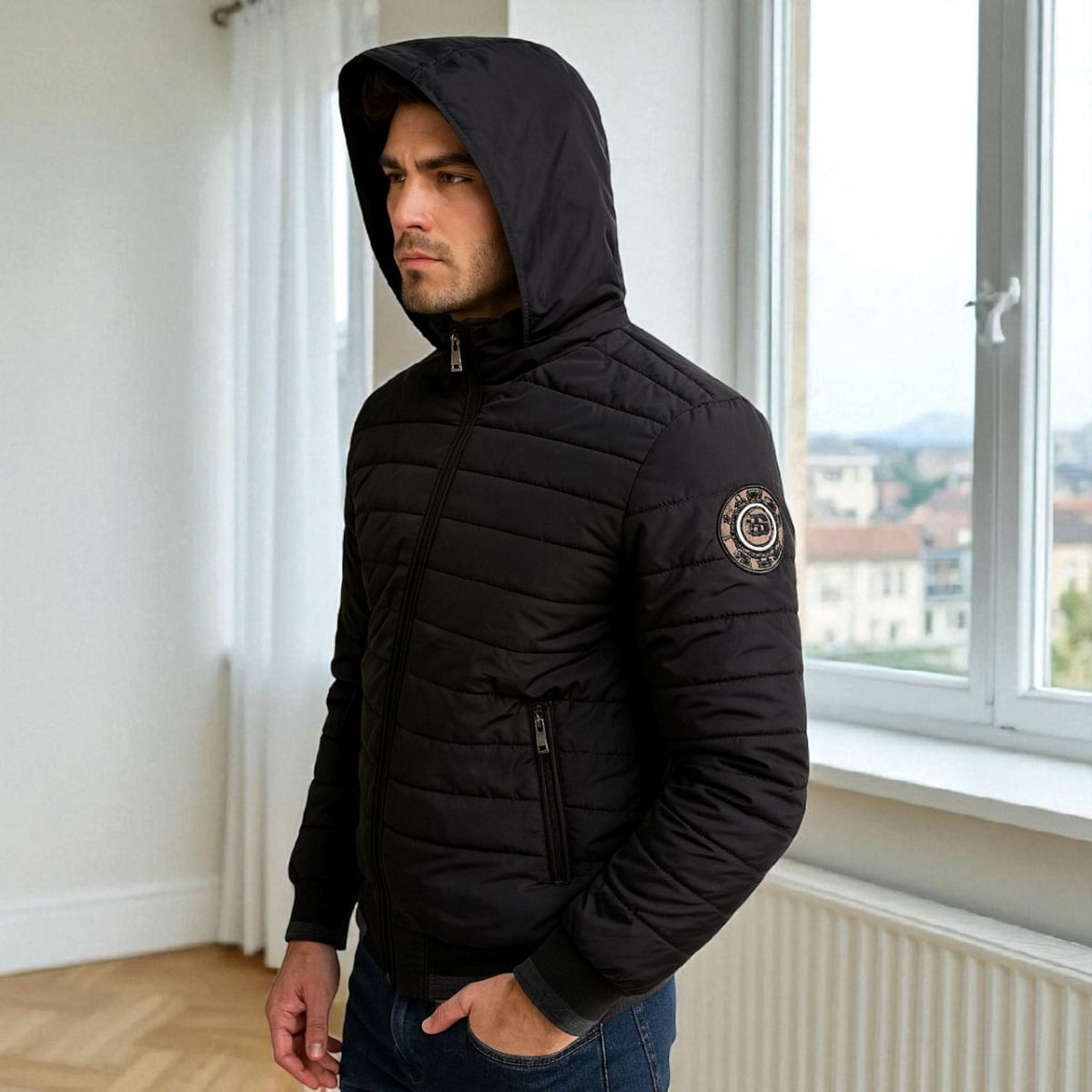 Chaqueta Impermeable Para Hombre Con Capucha Removible Oslo Negra
