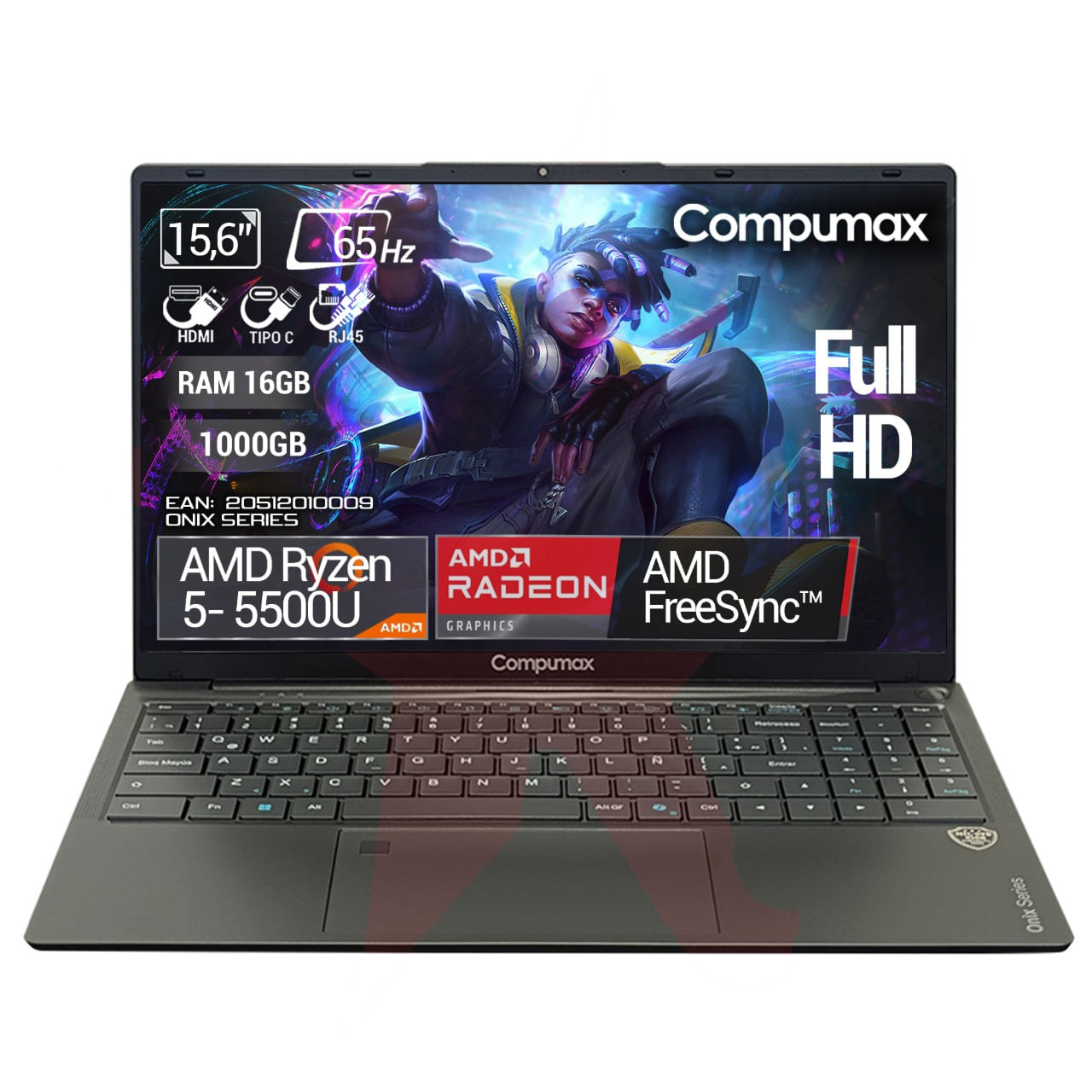 Computador Portatil Compumax AMD Ryzen 5-5500U Ram 16GB - 1000GB 15,6" Pulgadas  FHD