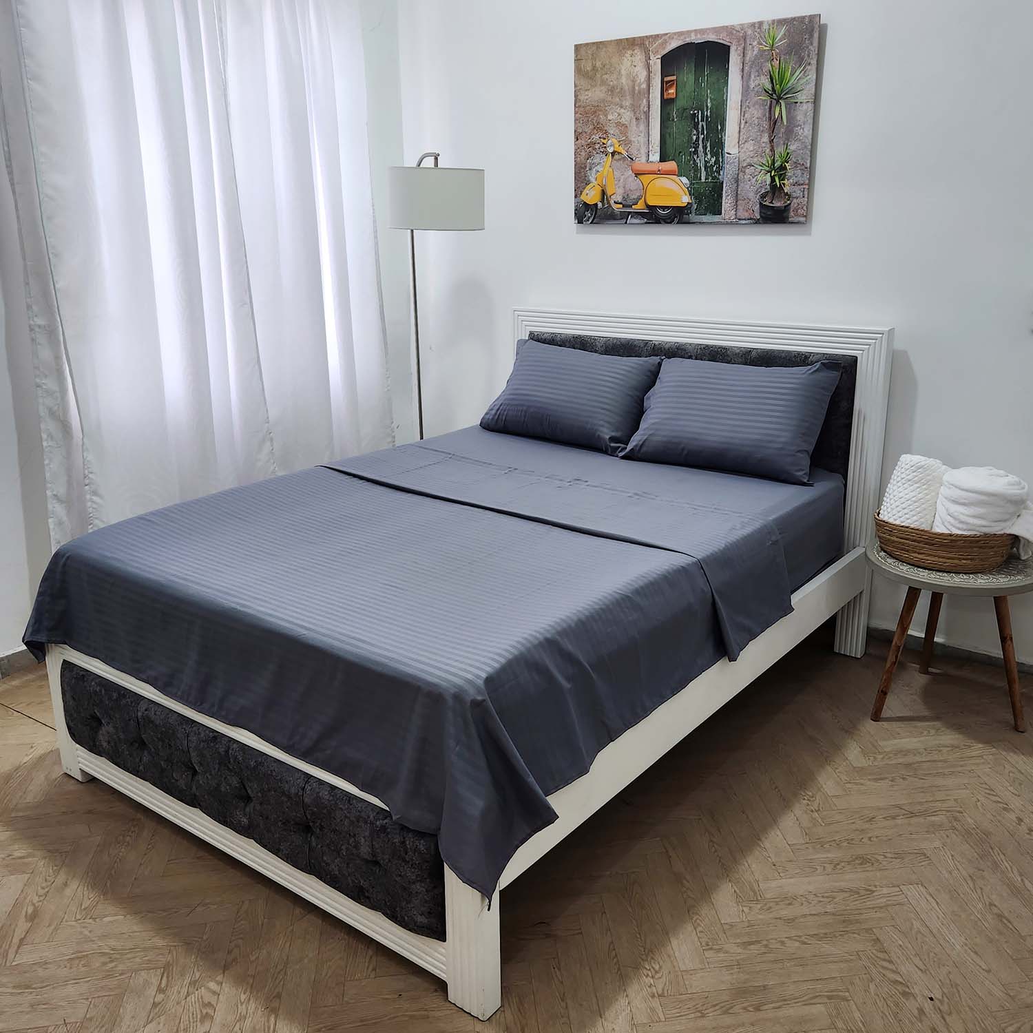 Juego de Sábanas Cama Extradoble 160x190cm Gris-3200