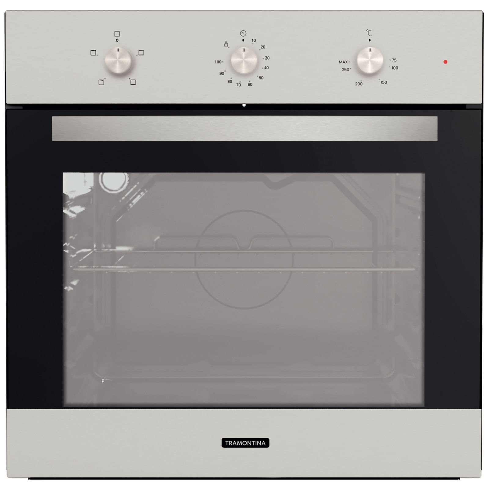 Horno eléctrico de embutir Tramontina de acero inoxidable, con 4 funciones, 71 litros de capacidad.