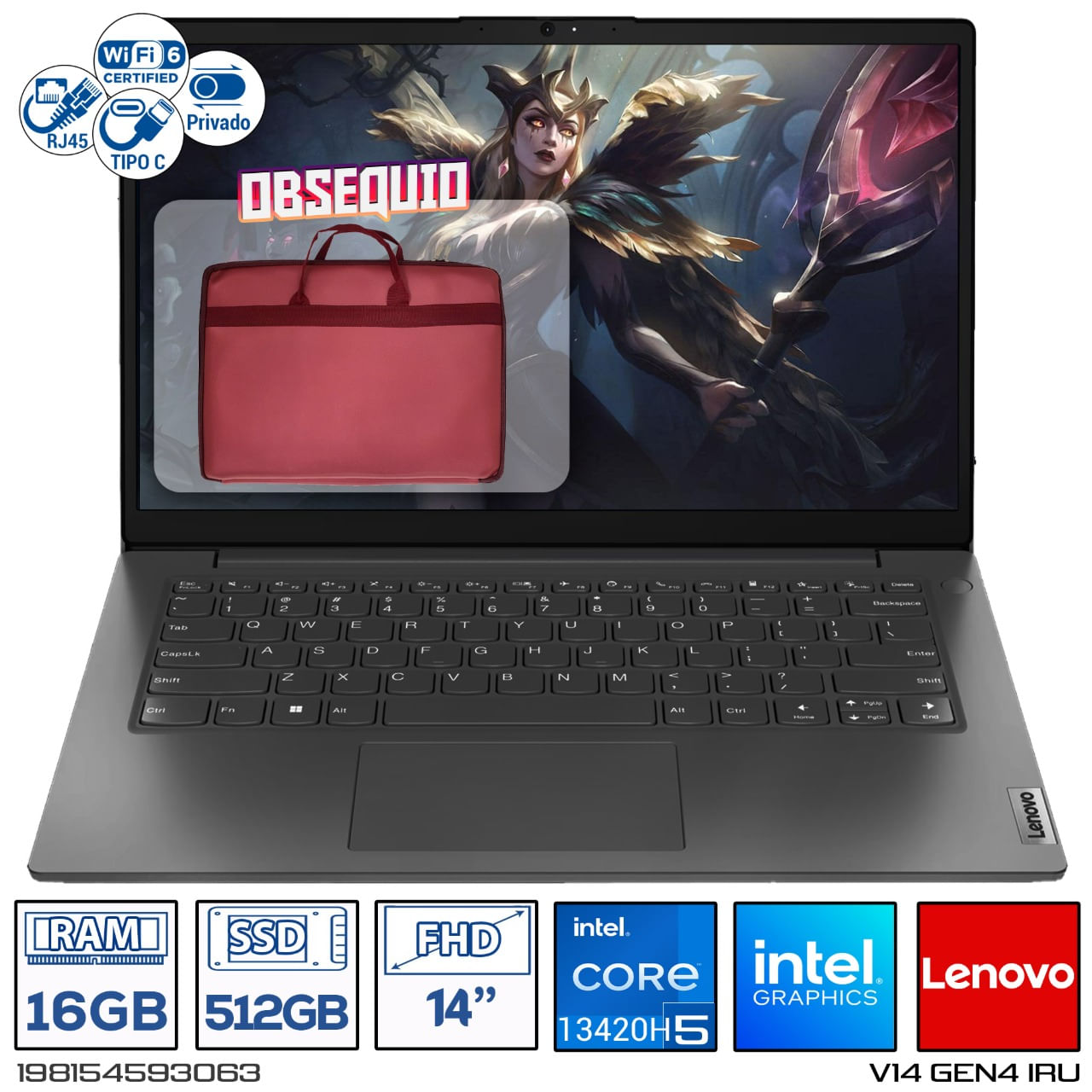 Computador Portatil V14 Gen4 IRULenovo i5-13450H Ram 16GB - 512GB 14 FHD