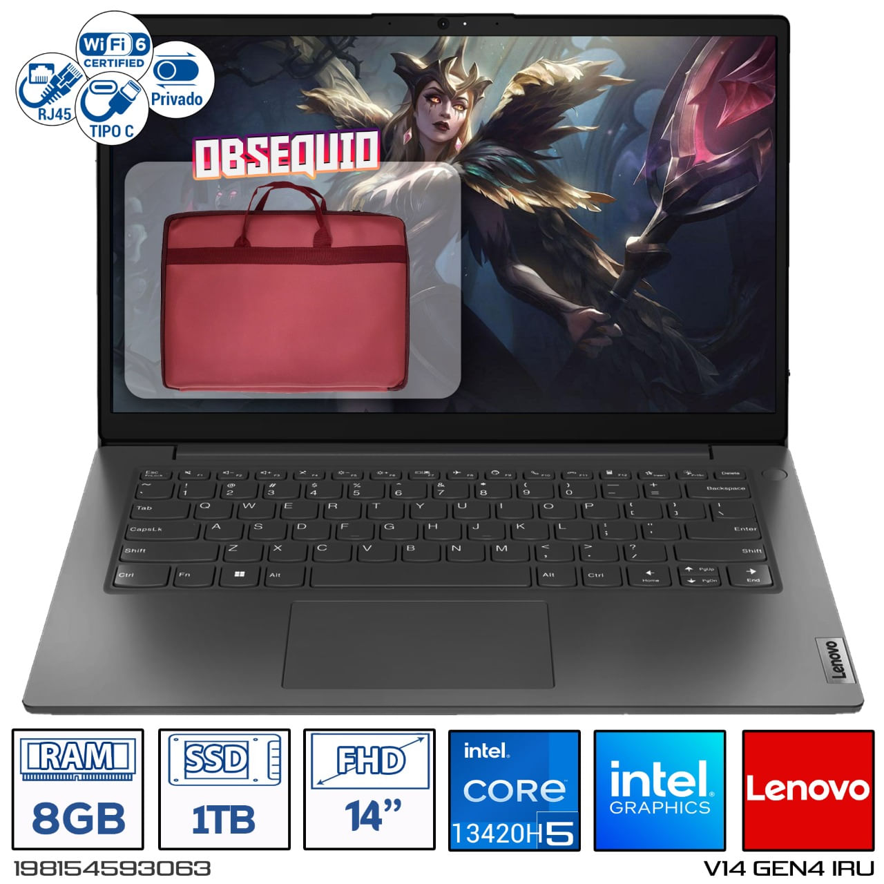 Computador Portatil V14 Gen4 IRULenovo i5-13450H Ram 8GB - 1TB 14 FHD