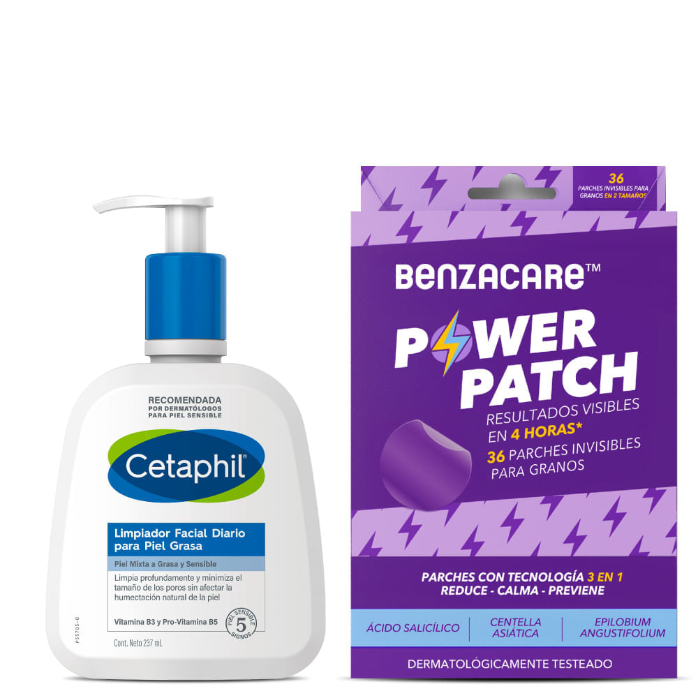 Kit Limpiador piel grasa 237ml + Parches Anti-Imperfecciones 36 uds - Cetaphil
