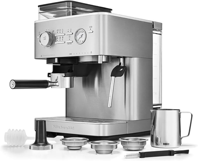 Máquina de café espresso semiautomática con molino de café Stainless Steel