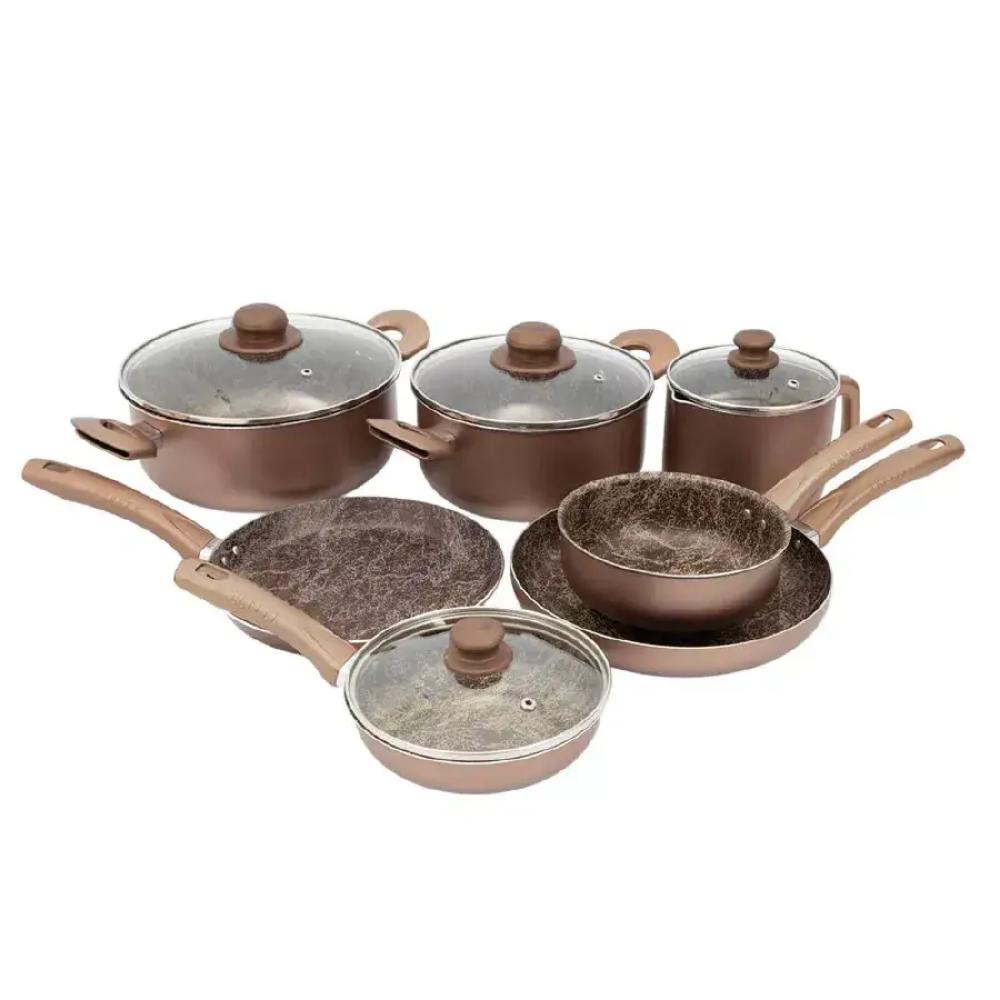 Batería de Ollas Universal 11 Piezas Antiadherentes Ámbar - Café L39274