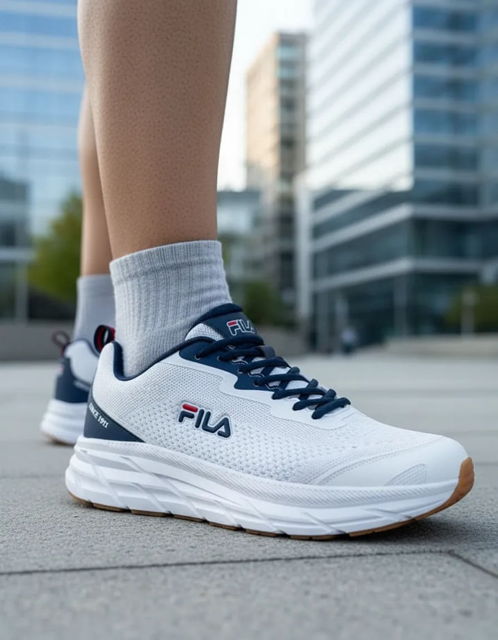 Tenis Fila Hombre Freus LN24209 Blanco Azul Marino Running