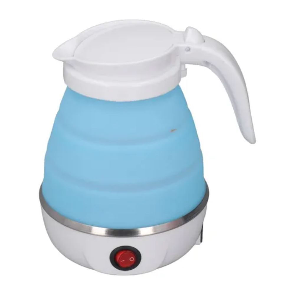 Hervidor Agua Electrico Silicona Plegable Portatil Compacto 600Ml Azul