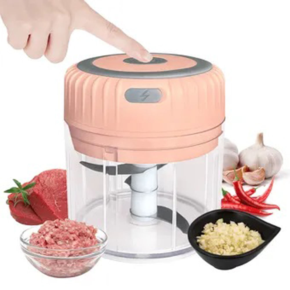 Mini Picador Procesador Alimentos Eléctrico Recargable Portátil Rosa