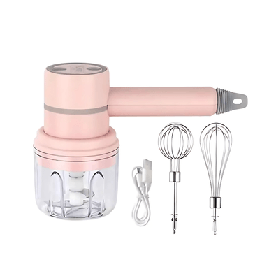 Picador Batidor Manual Inalambrico Multifuncional Recargable Rosa
