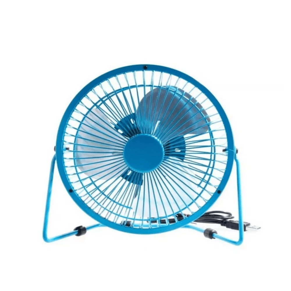 Ventilador Escritorio Portatil Metalico Recargable Usb 6 Pulgadas Azul