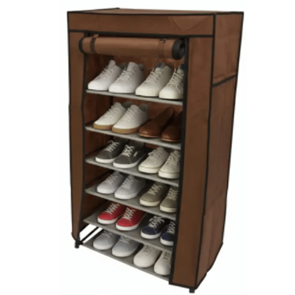 Organizador Zapatos Tela 7 Niveles Cubierta Protectora Cafe