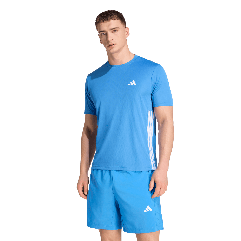 Adidas Camiseta Basica 3 Rayas Workout Essentia manga corta azul de hombre para entrenamiento