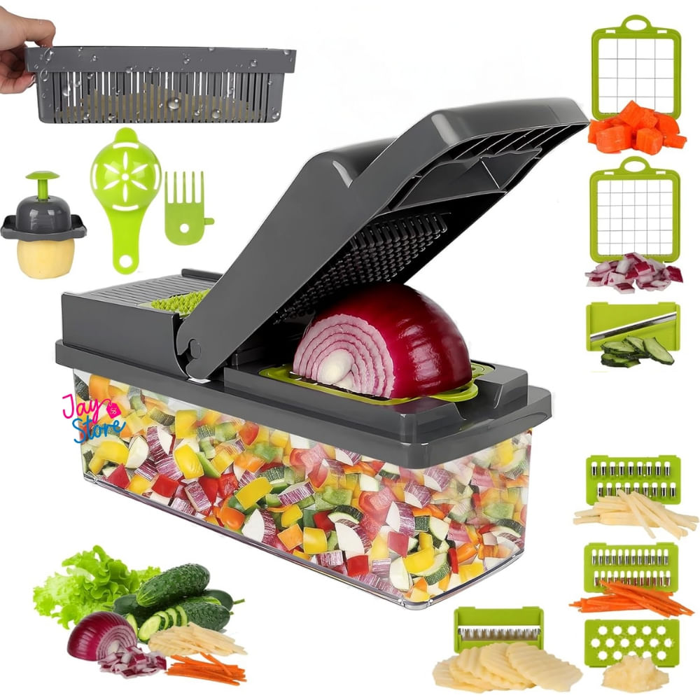 Cortador Picador Rallador Mandolina Verduras Ayudante 14 en 1
