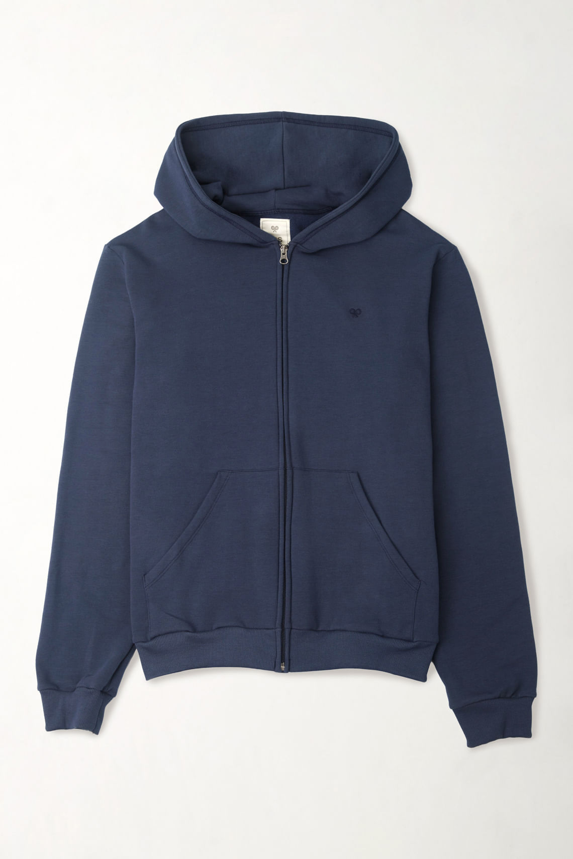 Buzo regular con capucha sin cordones en algodón azul marino para hombre