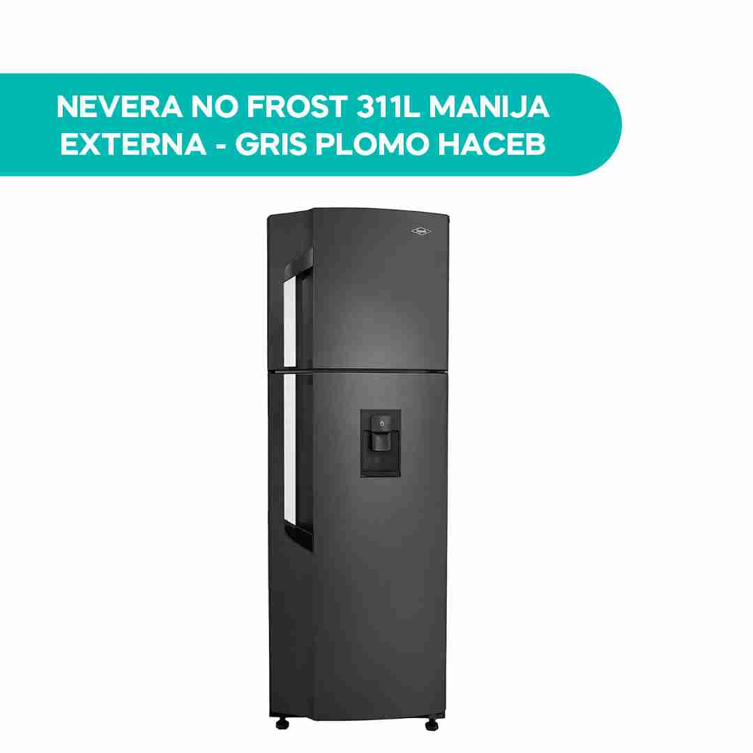 Nevera No Frost 311 Litros Manija Externa - Gris Plomo  Haceb