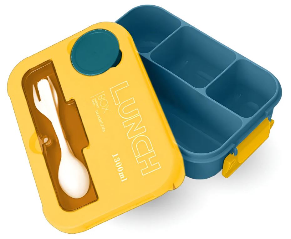 Lonchera Lunch Térmica Hermética Con Accesorios 1.300 Ml Amarillo