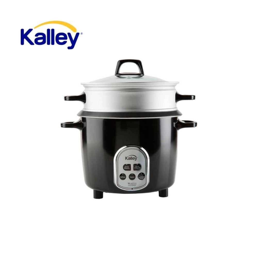 Arrocera Eléctrica Kalley 1.4L 7 Tazas Antiaderente con Vaporera Negra
