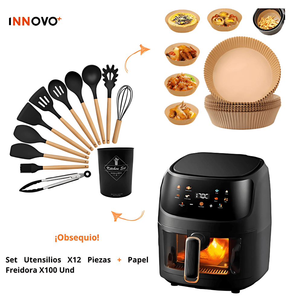 Freidora Olla De Aire Caliente 10L 2400W Digital Air Fryer Gran Capacidad + Obsequio