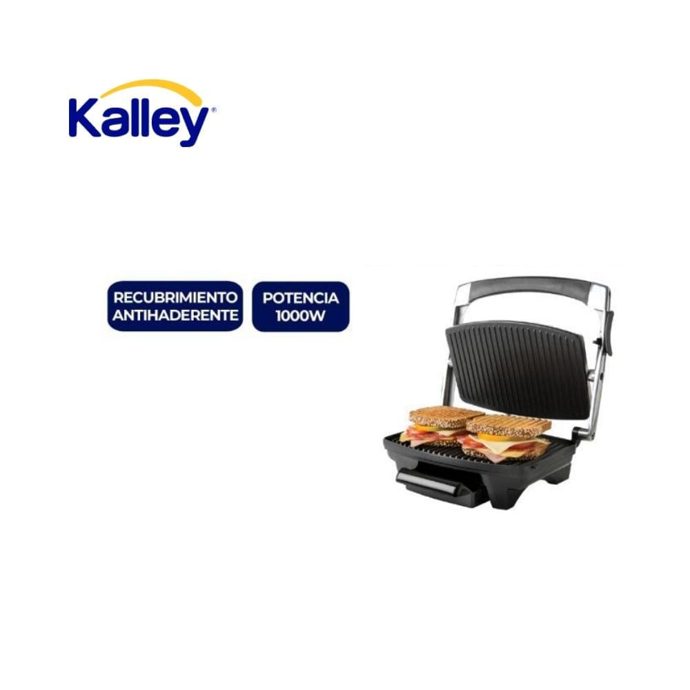 Sanduchera Eléctrica Kalley 1000W Parrilla Grill Antiadherente Hogar