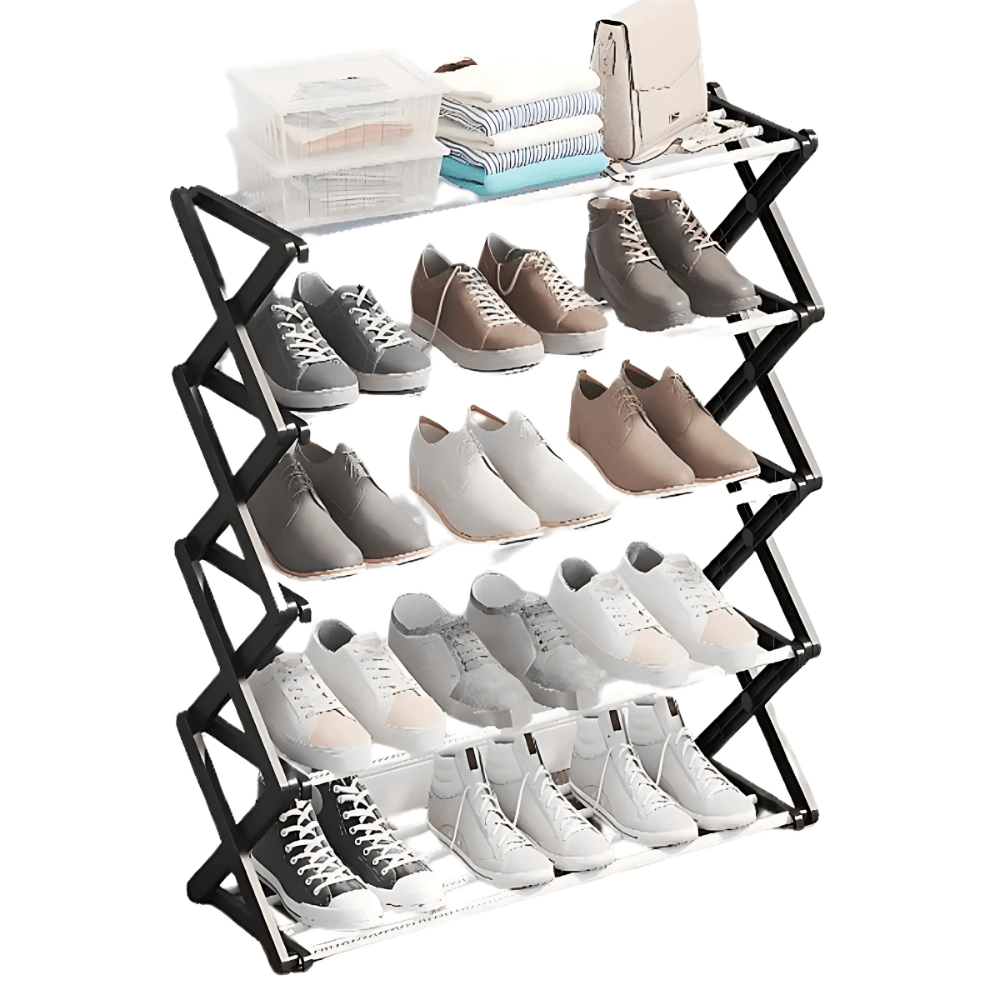 Zapatero Organizador Expandible Zapatos Estructura Plegable 5 Niveles Negro