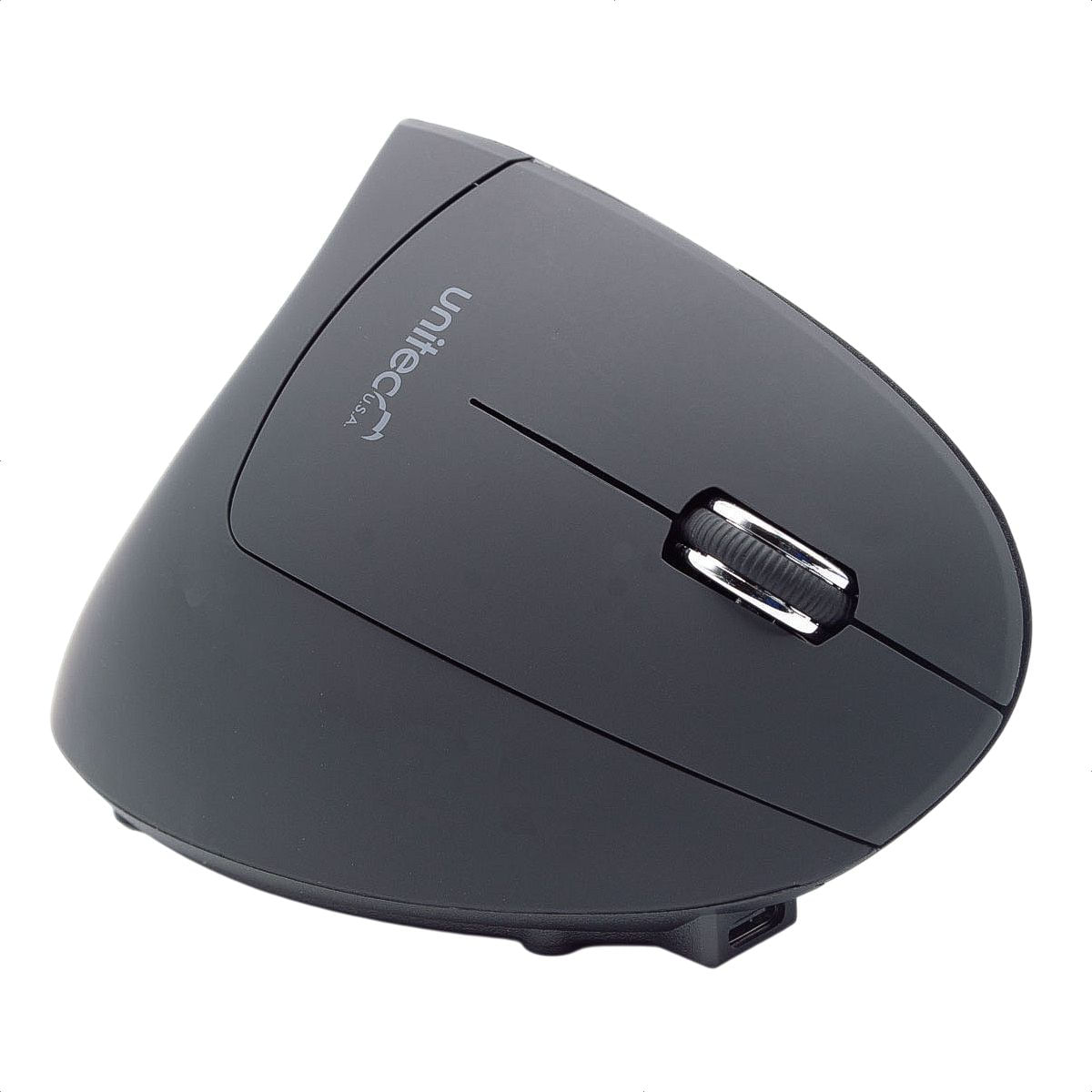 Mouse Vertical Inalámbrico Recargable Unitec V886 Diseño Ergonómico con 6 Botones - Negro