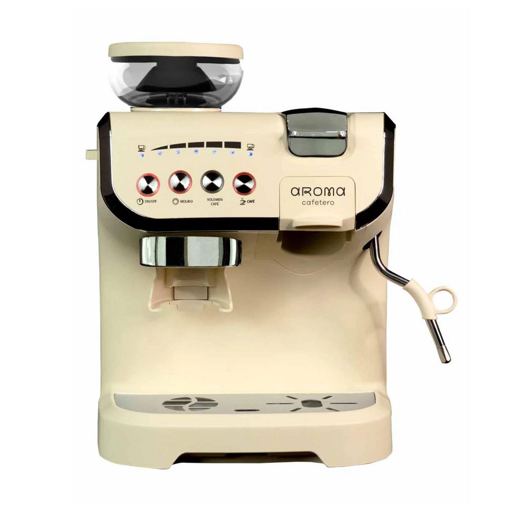 Cafetera AROMA CAFETERO Barista Híbrida, Café Grano, Beige  Beige MAQCMBBH