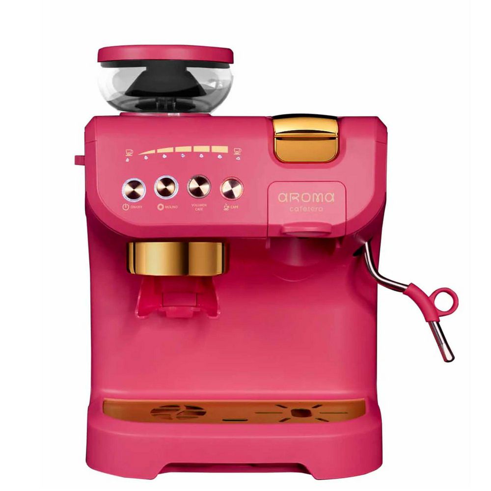 Cafetera AROMA CAFETERO Barista Híbrida, Café Grano, Rosa  Rosa MAQCMBRH