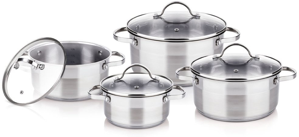 Batería de Cocina Acero Inox Juego de Ollas 8pz Lamart LTSSSET8