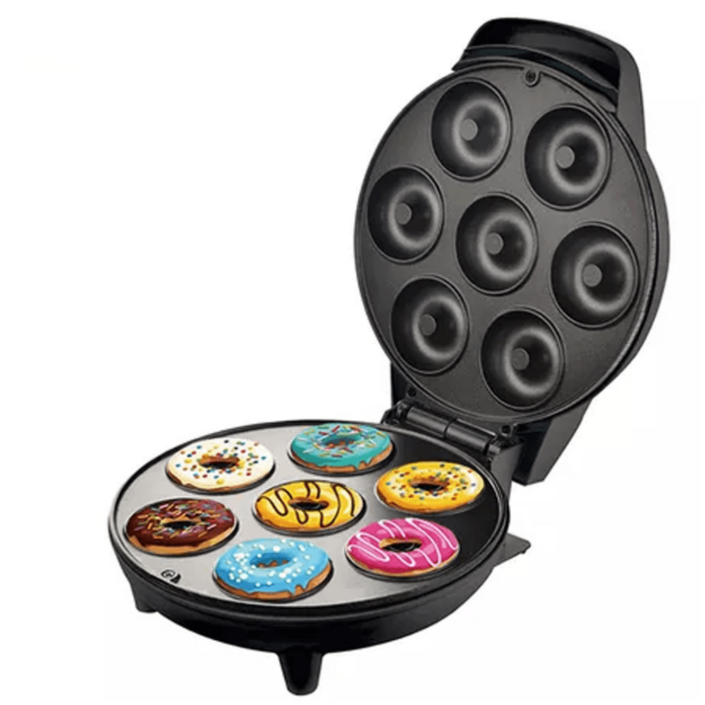 Mini Maquina Donas Rosquillas 7 Puestos Antiadherente Electrica Negro