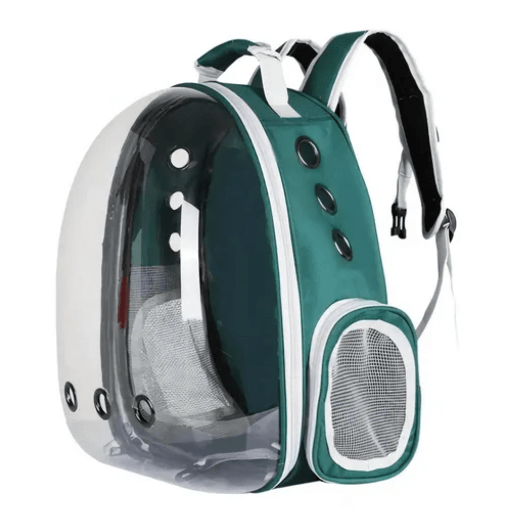 Maleta Morral Mascota Transportadora Capsula Transparente Verde