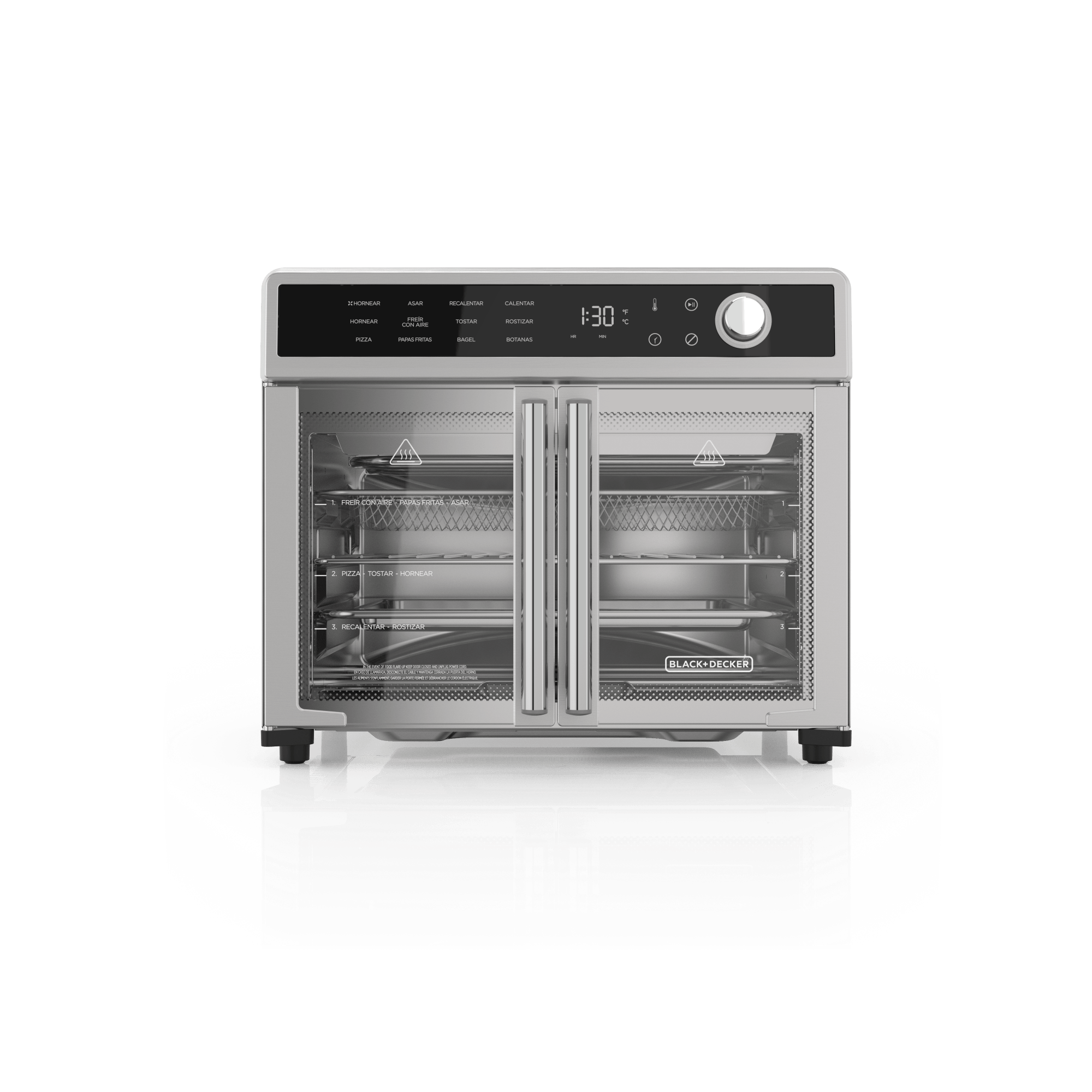 Horno con Freidora de Aire de Puertas Francesas Black+Decker CRISPnBAKE TO62D5-1SDLA