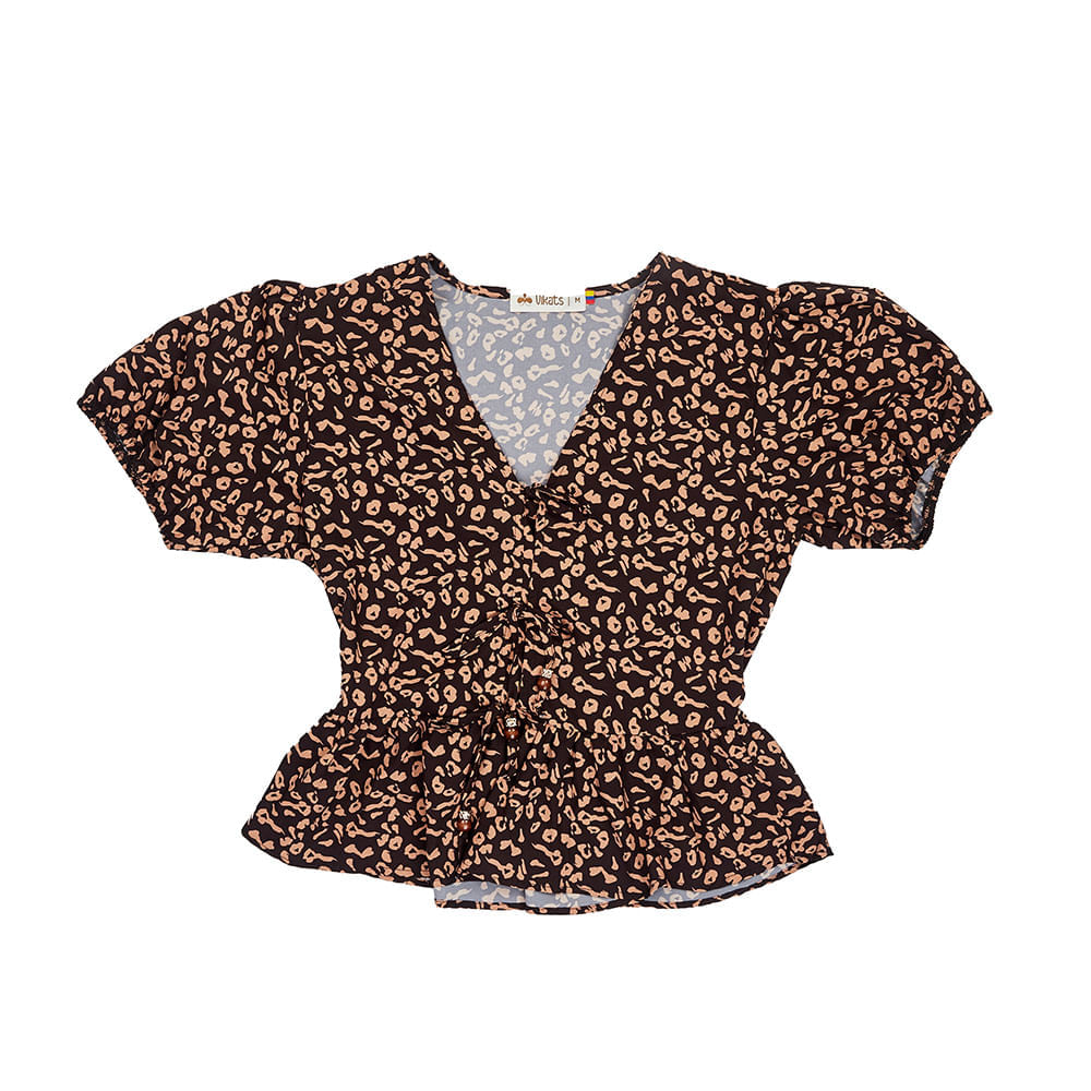 BLUSA VIKATS MUJER AG7576 ANIMAL PRINT NEGRO