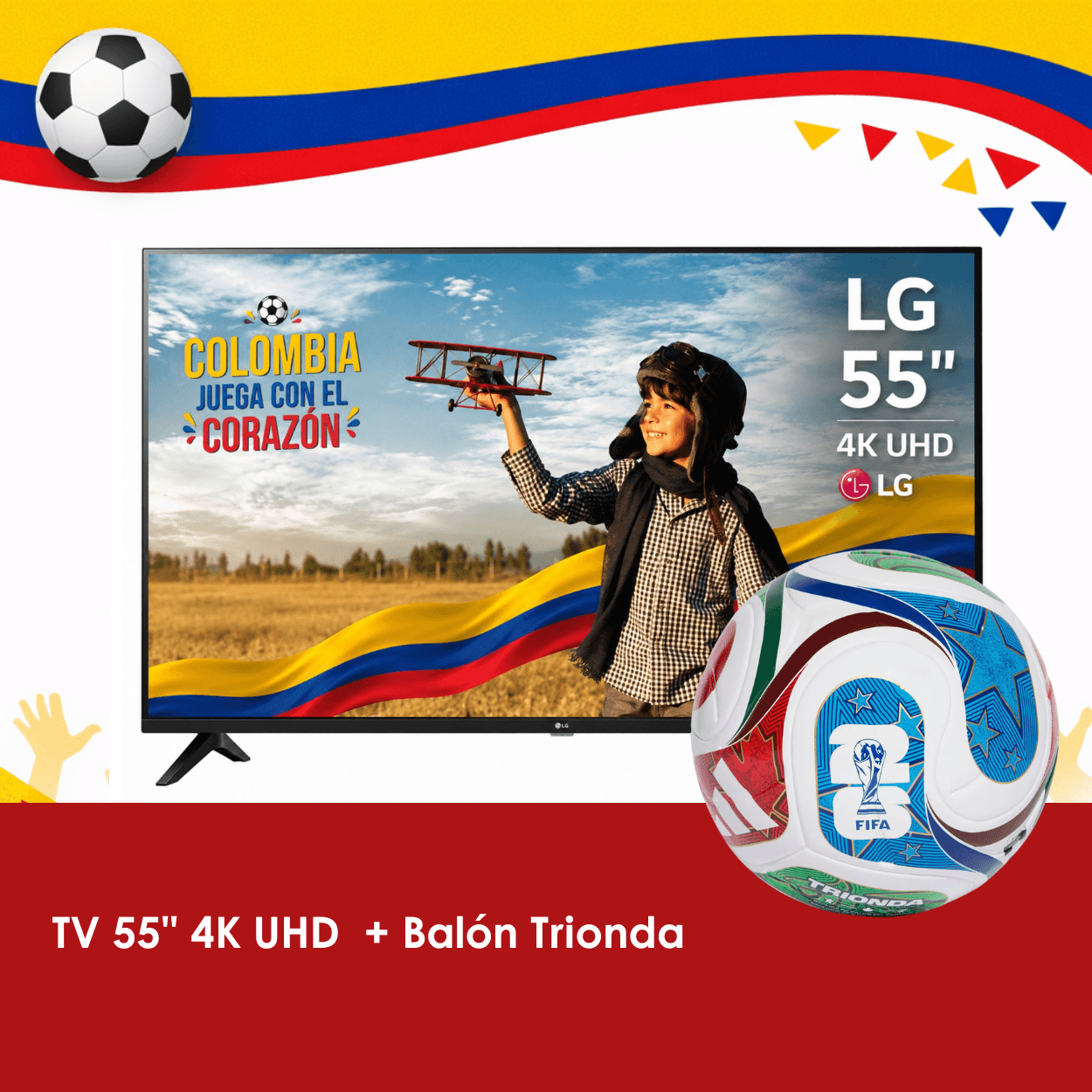 Combo TV LG 55 pulgadas UA731C0SB.AWCQ 4K UHD Smart TV + Balón Trionda League Copa Mundial de la FIFA 26™