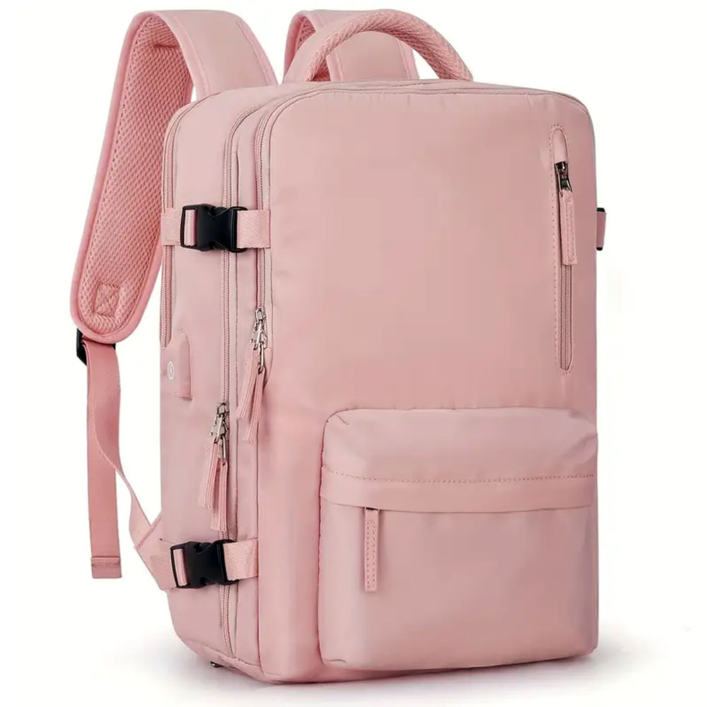 Mochila Viaje Grande Bolso Equipaje Mano Multifuncional Portatil Rosa