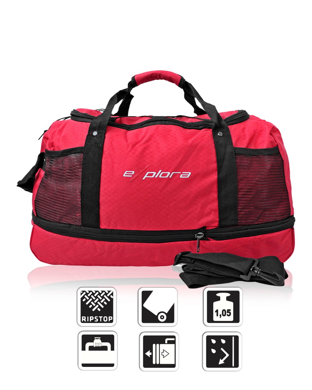 Maleta de Viaje Tipo Tula Enrrollable Pequeña Rojo