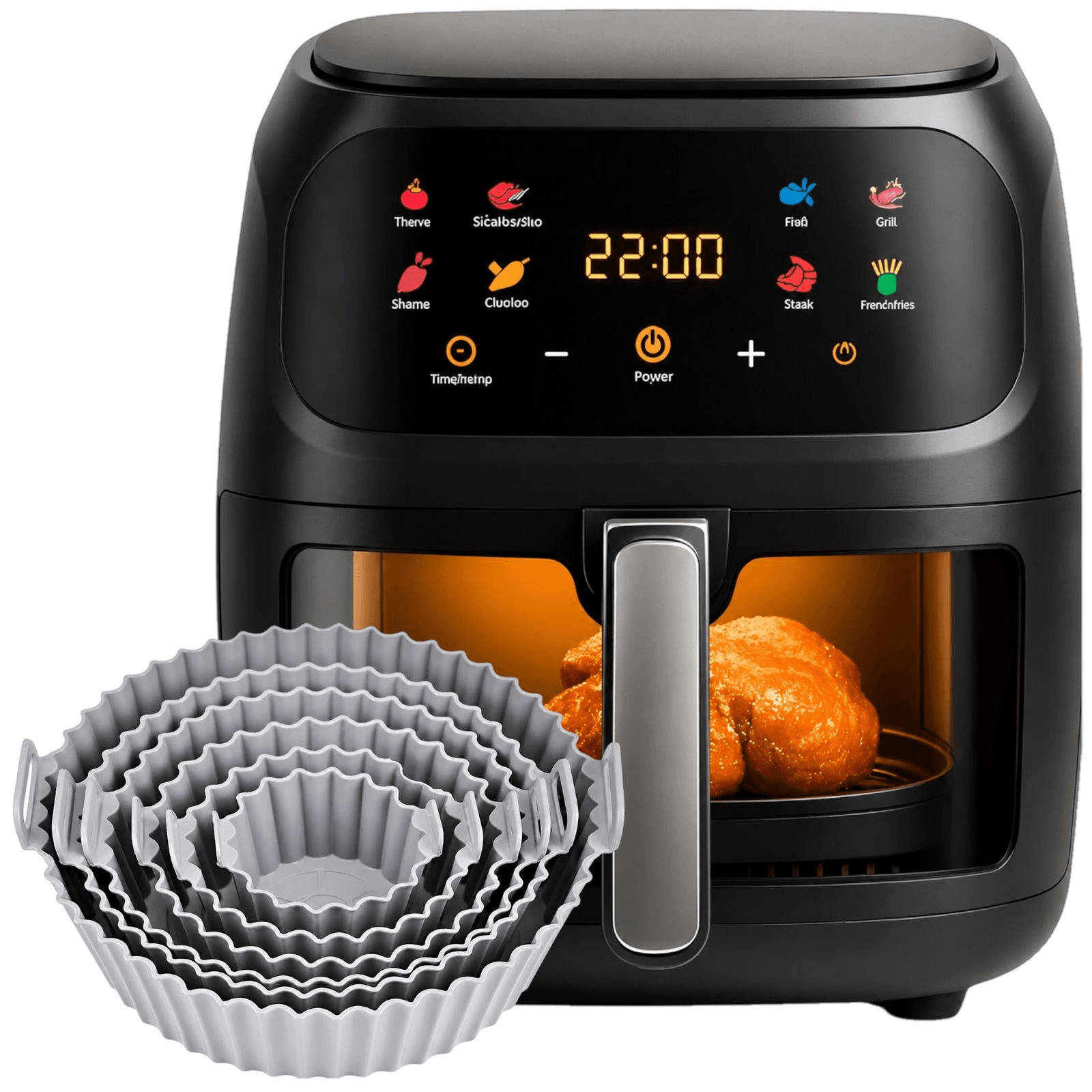 Airfryer Freidora De Aire Multifuncional Smart Home Digital Sin Aceite 9 Litros + Moldes De Silicona