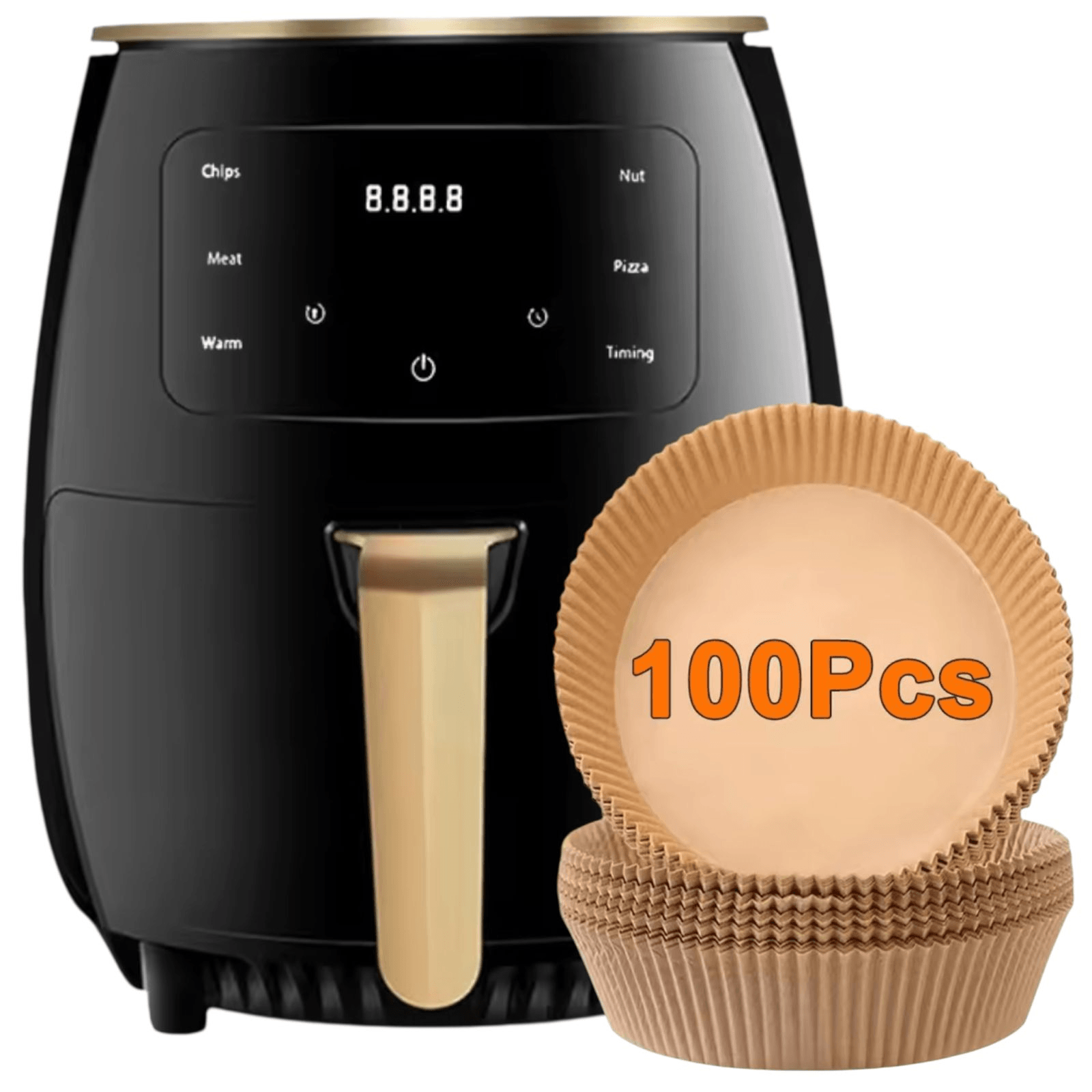 Airfryer Freidora De Aire Multifuncional Home Digital Sin Aceite 8 Litros + 100 Papeles Antiadherentes