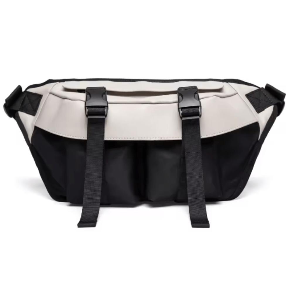 Bolso Canguro Pechera Cruzada Hombre Deportivo Multiples Bolsillos Blanco