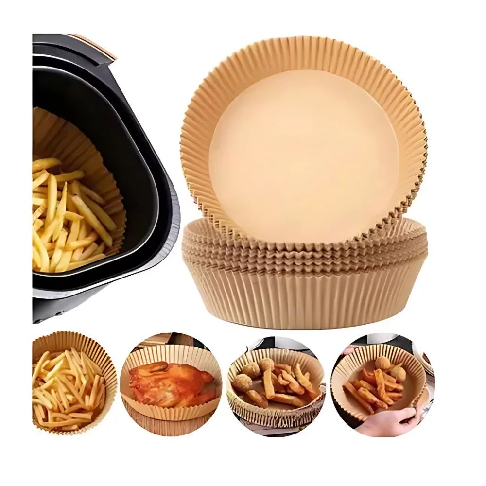Papel Encerado Molde Freidora Aire Air Fryer Antiadherente Redondo x100