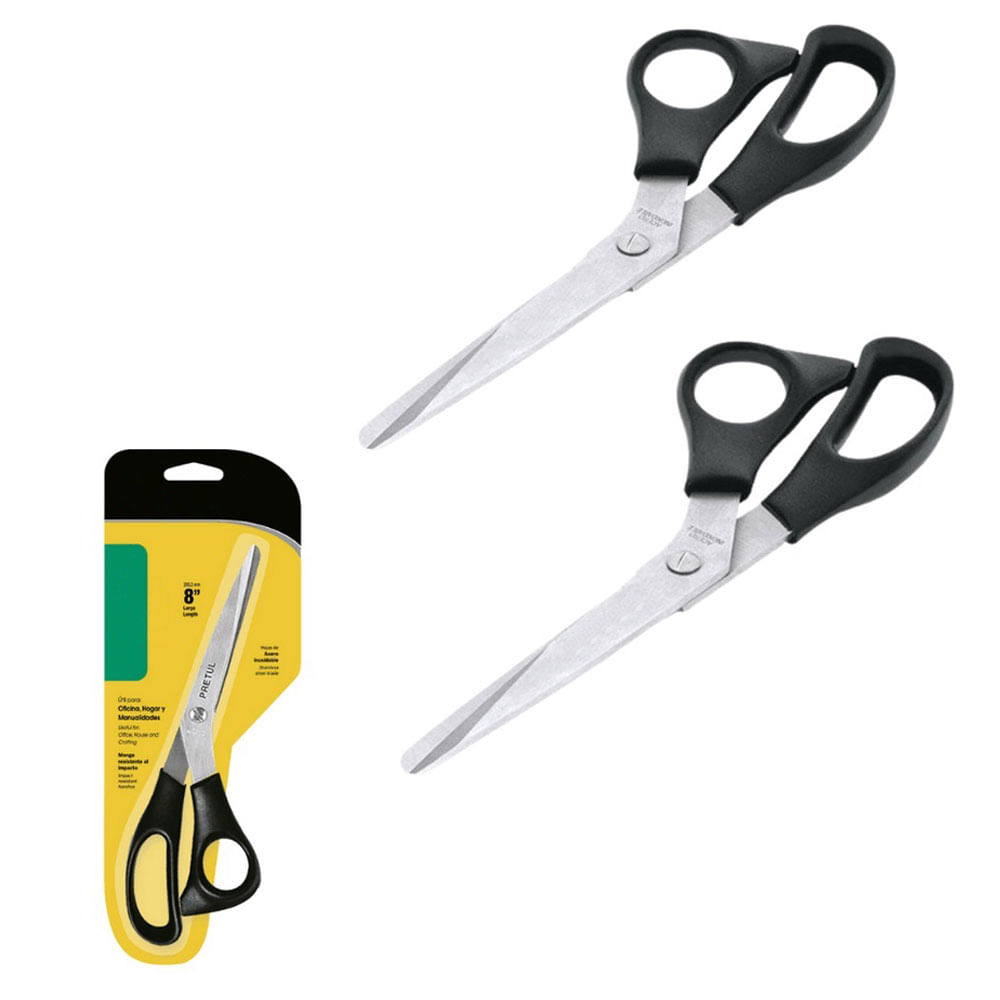 Set Tijeras Multiuso Manuales x2 Piezas Oficina Ultil Ergonomico Facil Usar