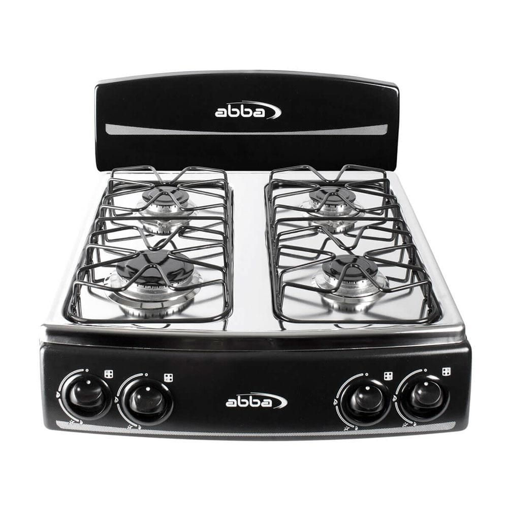 Sobremesa Abba Gas Natural 4 Puestos Quemador en Aluminio Negro SG4005N N