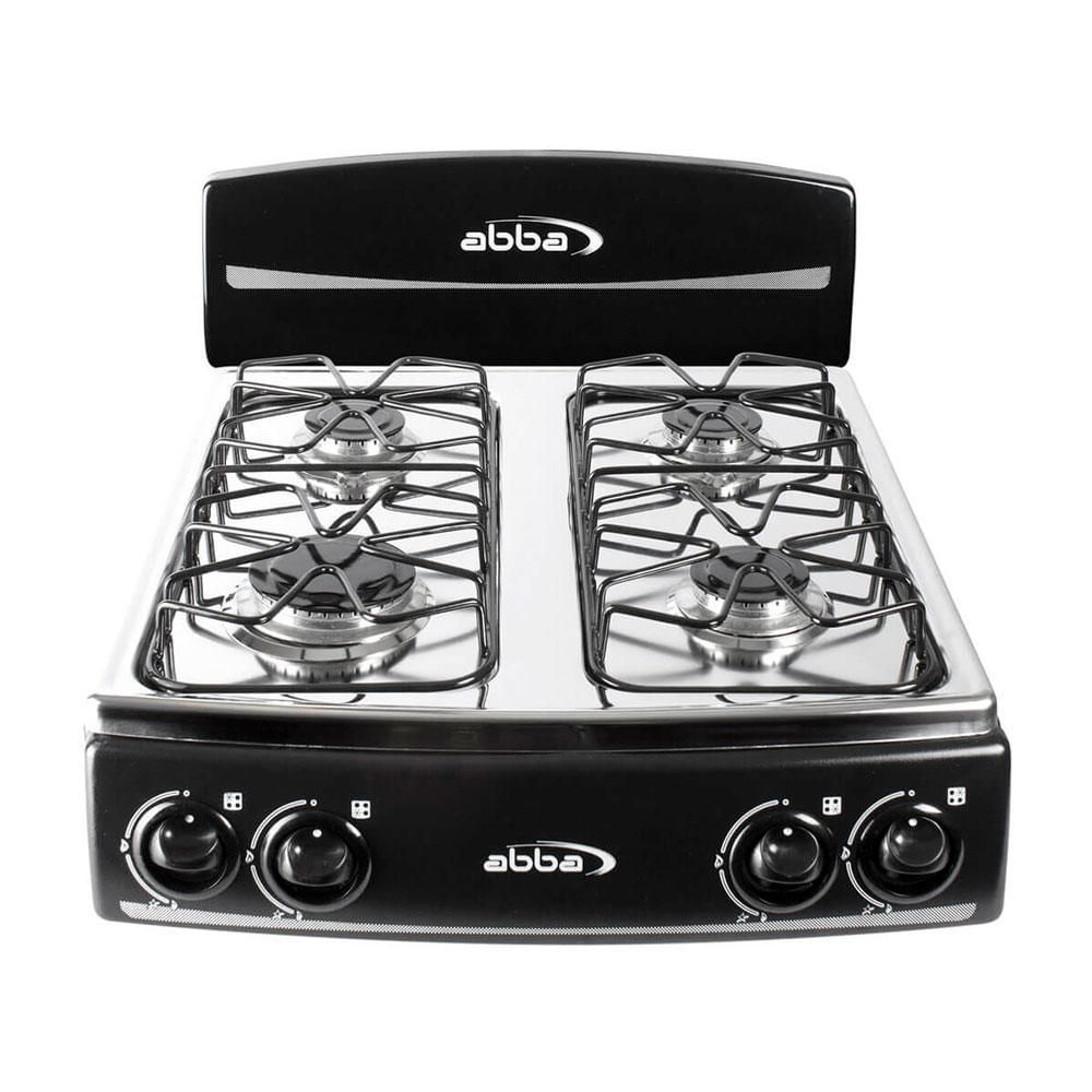 Sobremesa Abba Gas Propano 4 Puestos Quemador en Aluminio Negro SG4005 N