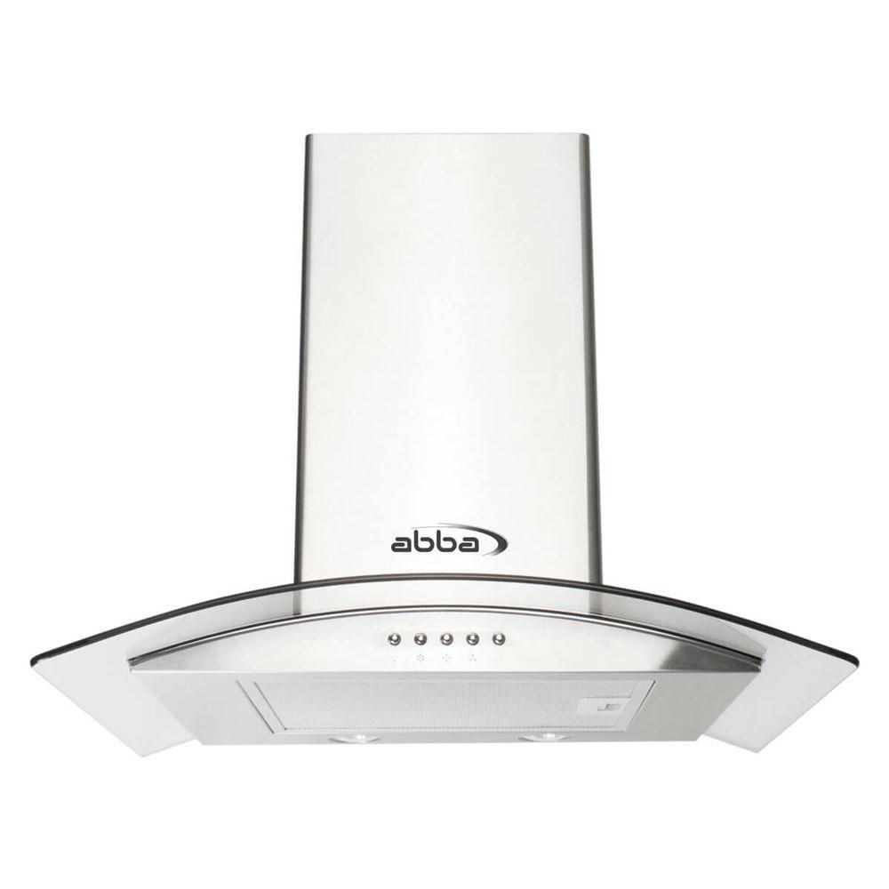 Campana Península Abba de Pared 3 velocidades 60cm Bombillos Halógenos Vidrio Curvo CRVC60 X