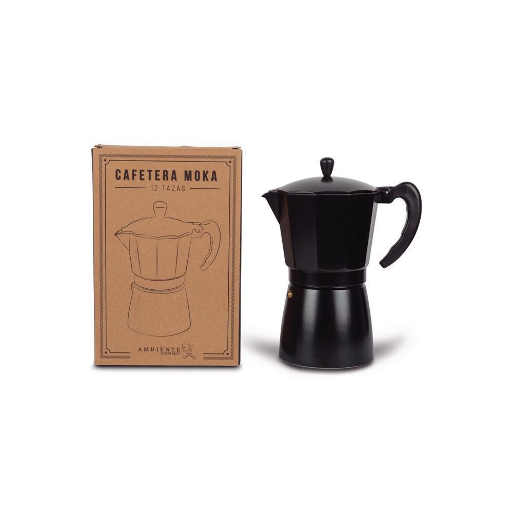 CAFETERA MOKA 12 TAZAS NEGRA AMBIENTE GOURMET MARCA EXCLUSI 19098
